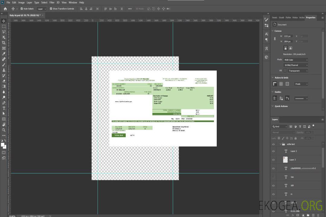 Modèle de facture de services publics d'eau des États-Unis, Michigan, aux formats Word et PDF template
